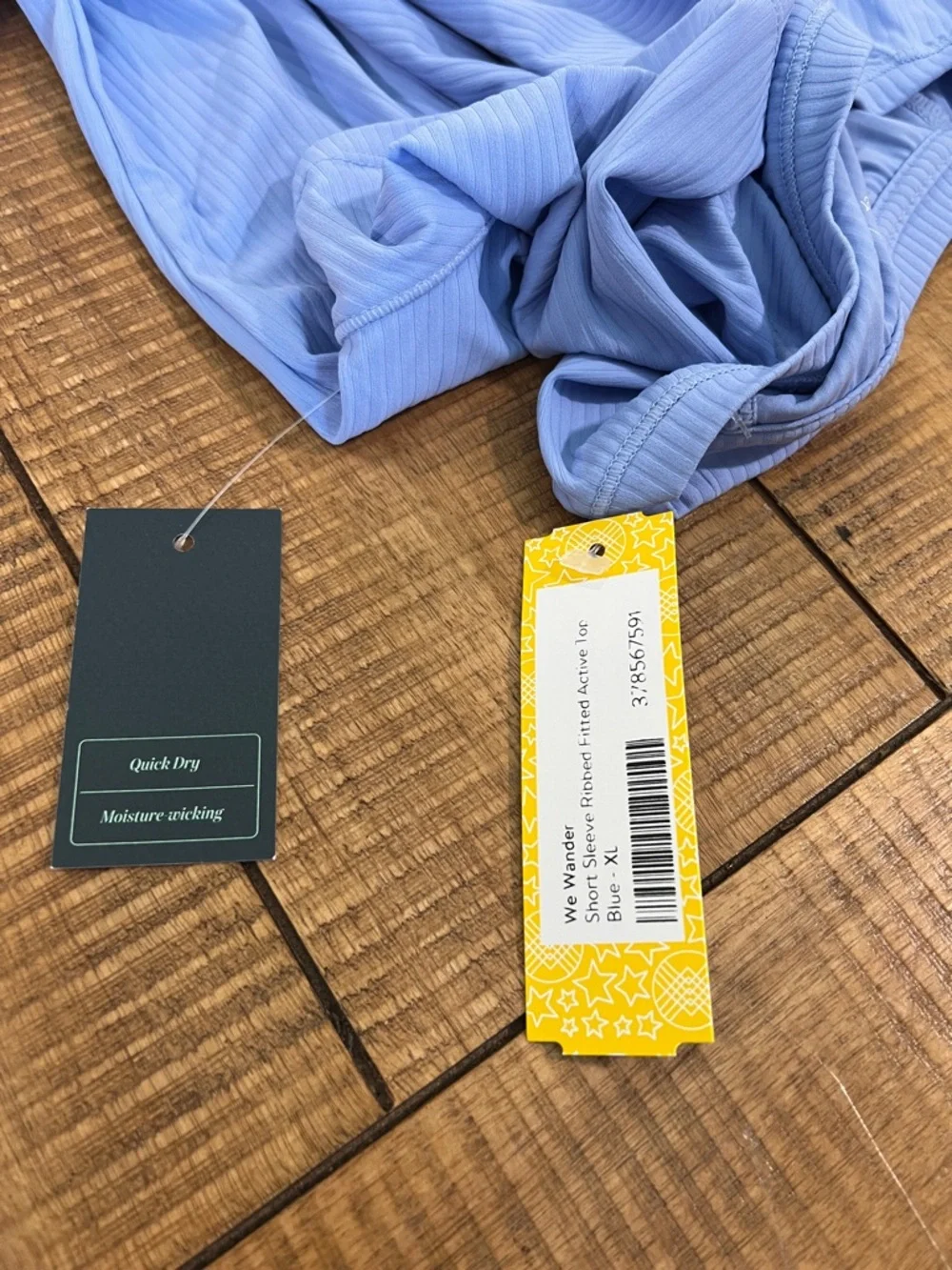 Wander Light Blue Ribbed Short Sleeve Tee - Picture 3 of 3